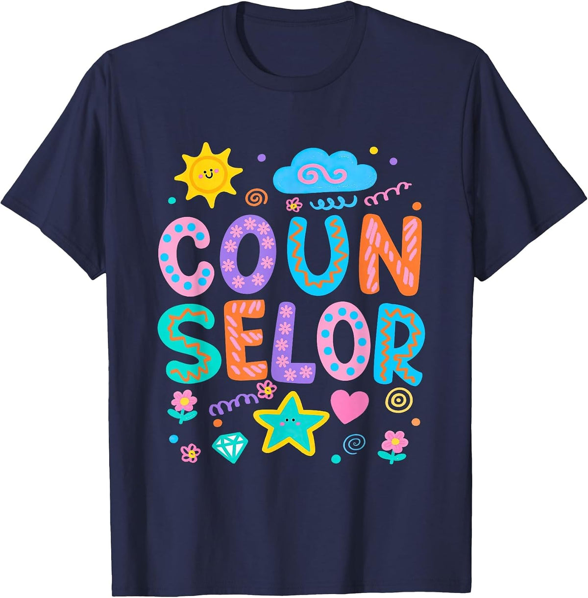 School Counselor Psychologist Therapist Teacher Appreciation T-Shirt - Navy Blue