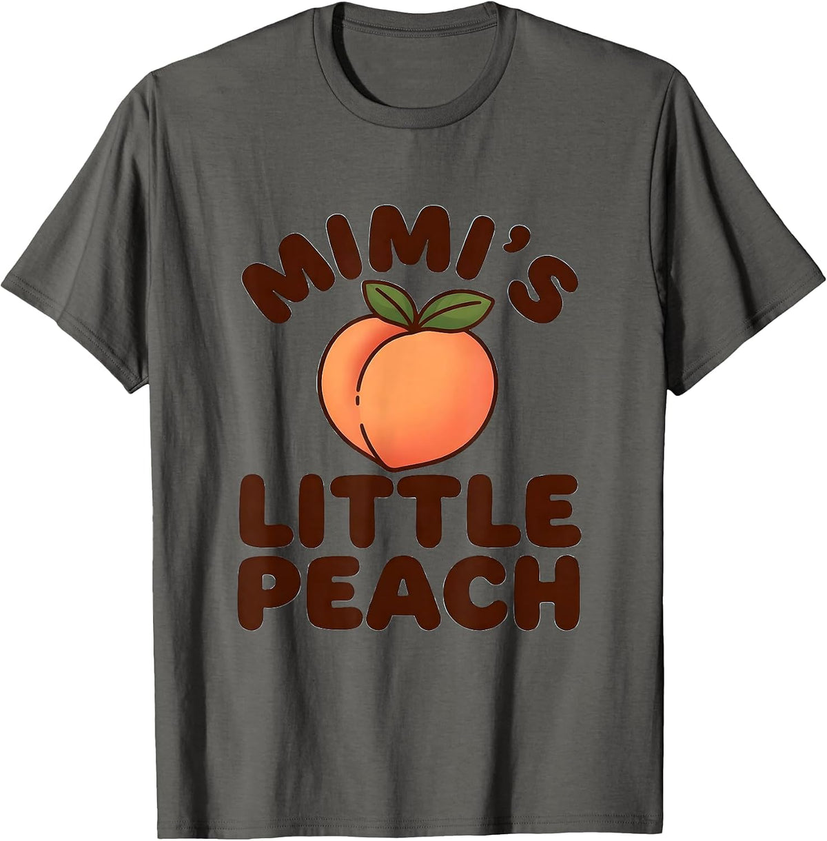 Mimi's Little Peach Funny Family Food-Pun Humor T-Shirt - Asphalt Grey