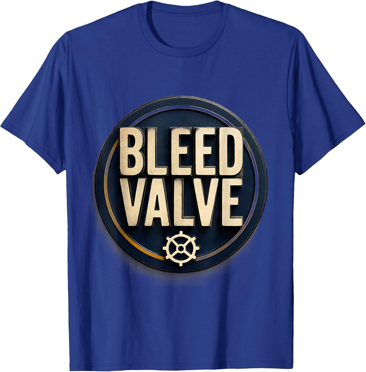 Men's Bleed Valve Wood Type Letterpress Funny Plumber Pipefitter T-Shirt - Royal Blue