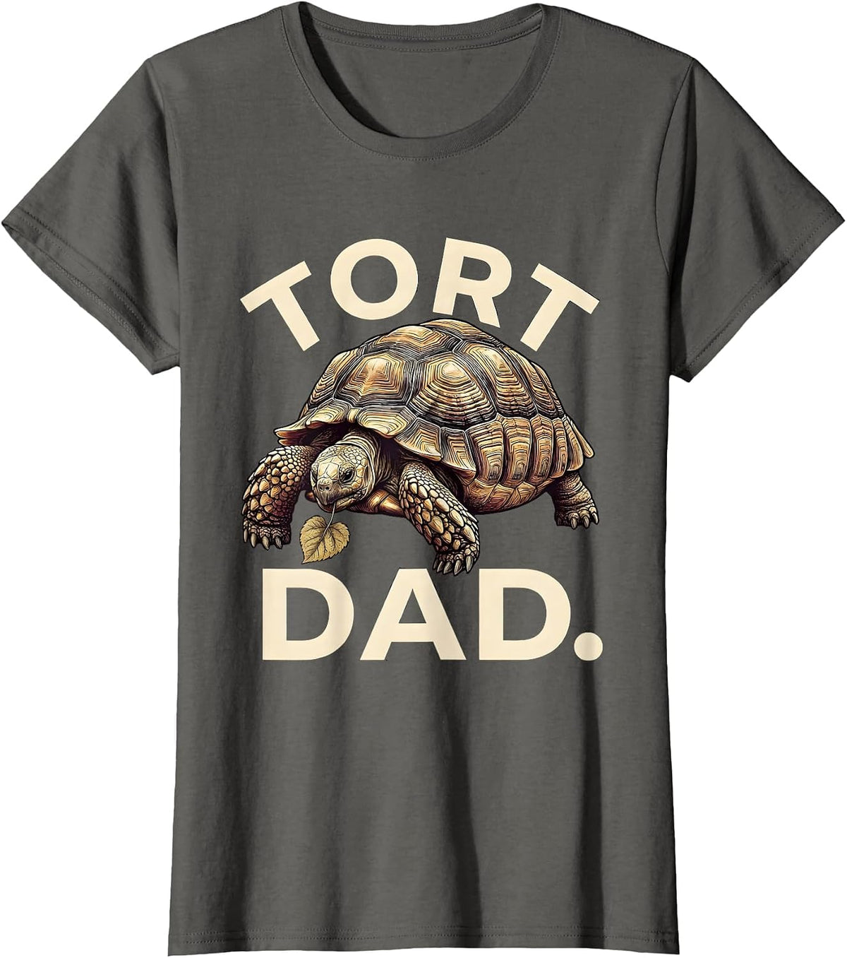 Women's Tort Dad Sulcata Tortoise Funny Reptile Lover Gift T-Shirt - Asphalt Grey