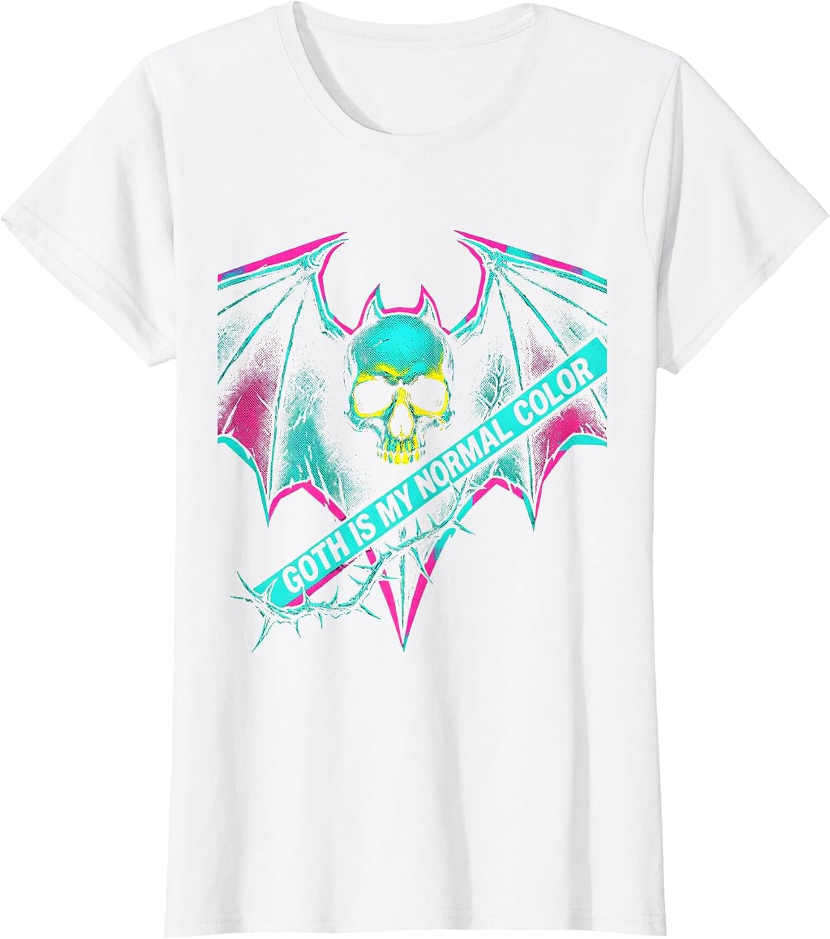 Women's Goth Is My Normal Color Risograph Alt Goth Girl Y2K Grunge T-Shirt - White
