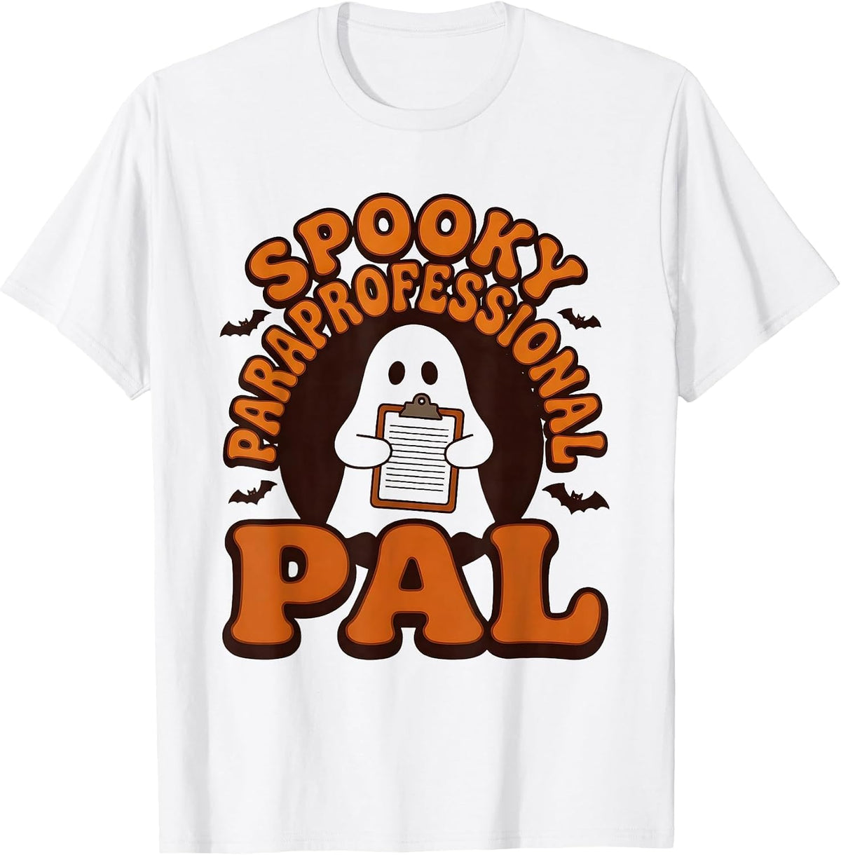 Men's Spooky Paraprofessional Pal Retro 70s Teacher Aide Halloween T-Shirt - White