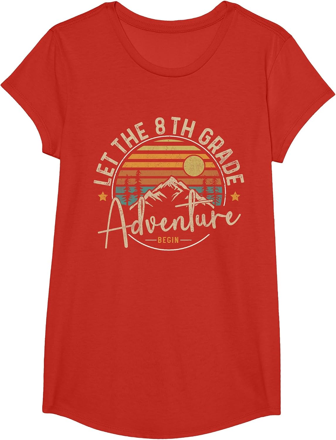 Let The 8th Grade Adventure Begin Eighth Grade Teacher Team T-Shirt - Girls Red