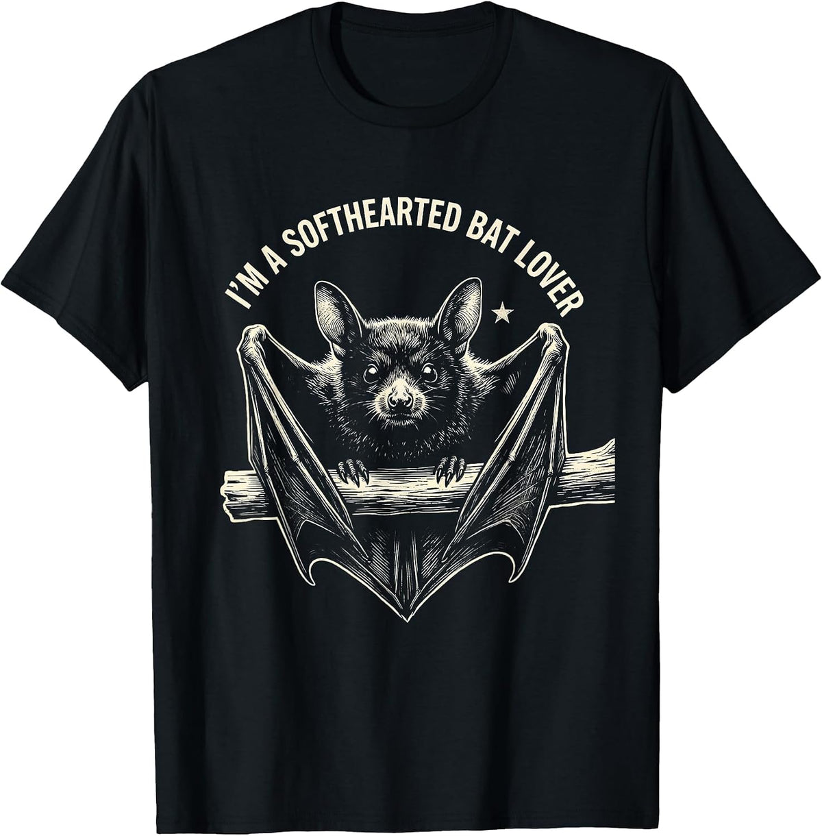 Men's I'm A Softhearted Bat Lover Funny Bat Lover Halloween Nature T-Shirt - Black