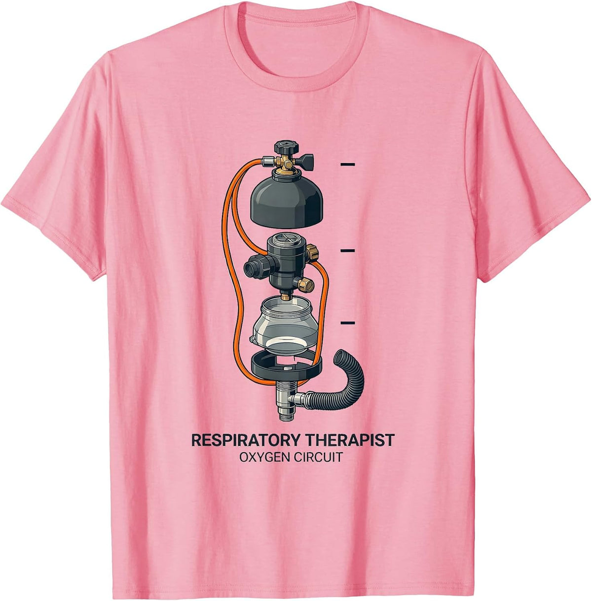 Men's Respiratory Therapist Oxygen Circuit Exploded View Medical T-Shirt - Pink