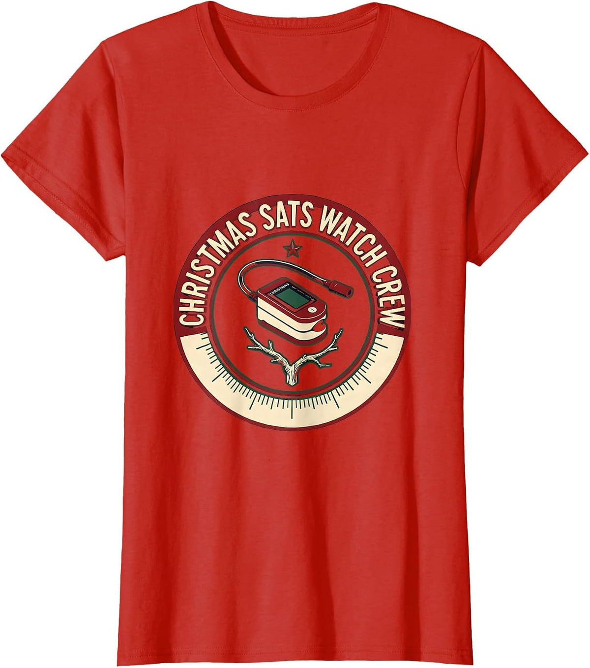 Christmas Sats Watch Crew Respiratory Therapist RT T-Shirt - Red