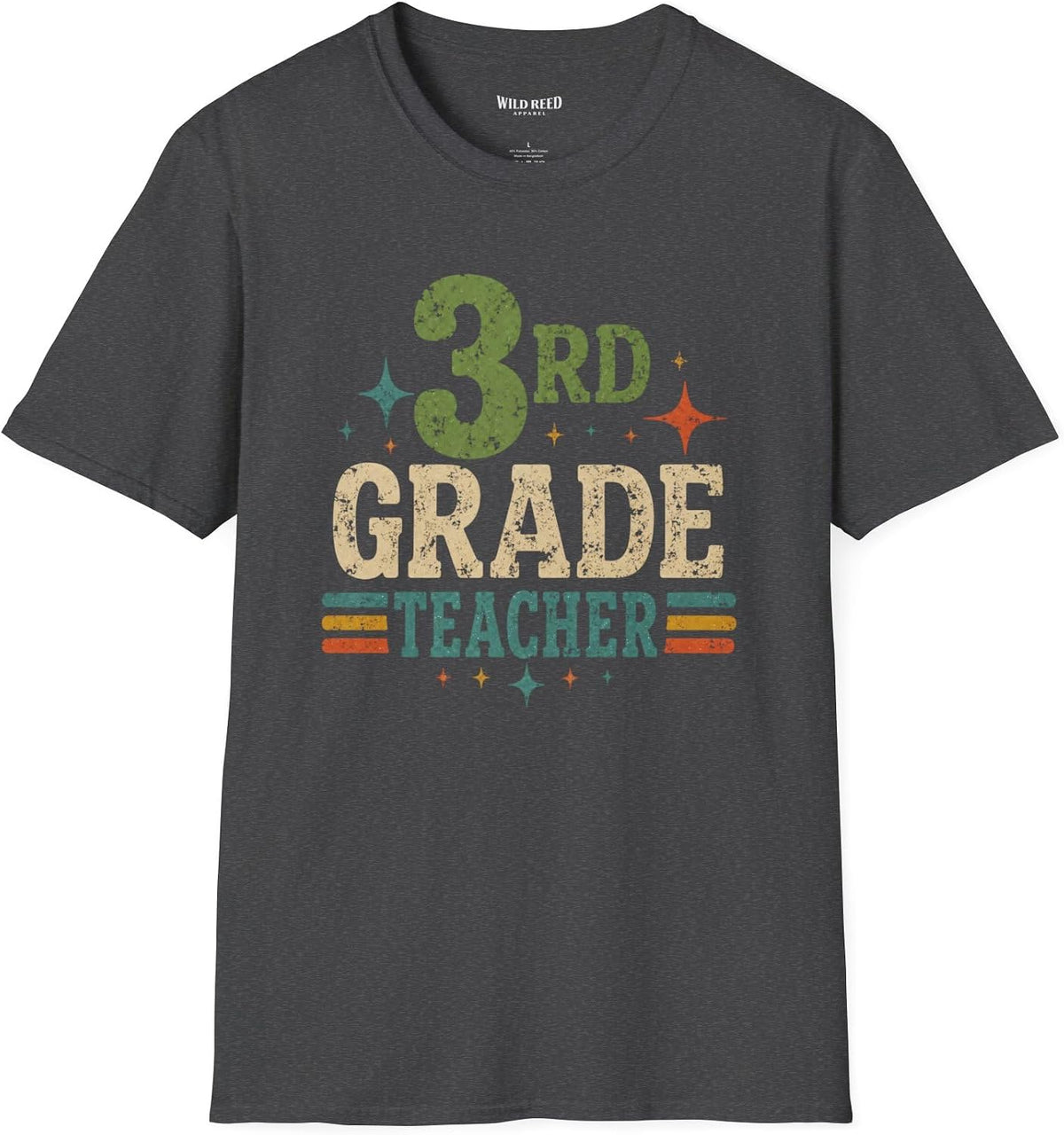 3rd Grade Teacher Shirt, Retro Teacher Tee, Third Grade Teacher Gift, Back to School Shirt - Dark Heather