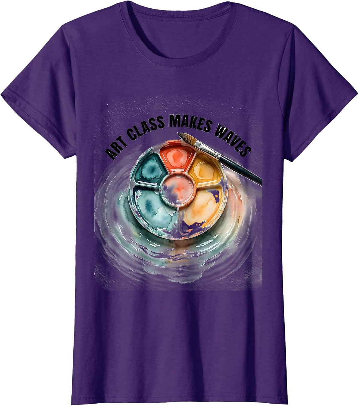 Women's Art Class Makes Waves Watercolor Funny Art Teacher Artist T-Shirt - Purple