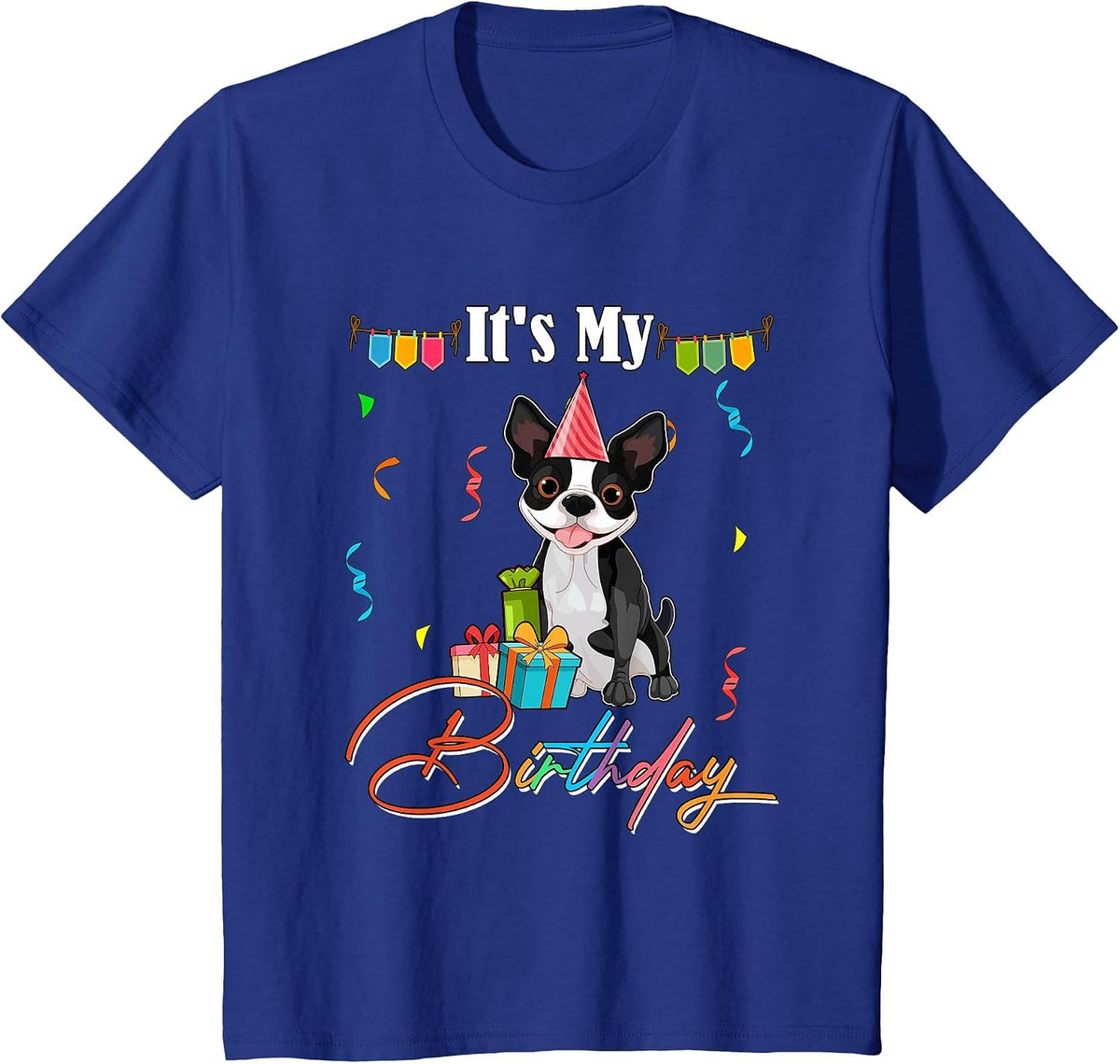 My Birthday Boston Terrier Costume Party Lover Kids Toddler T-Shirt - Royal Blue