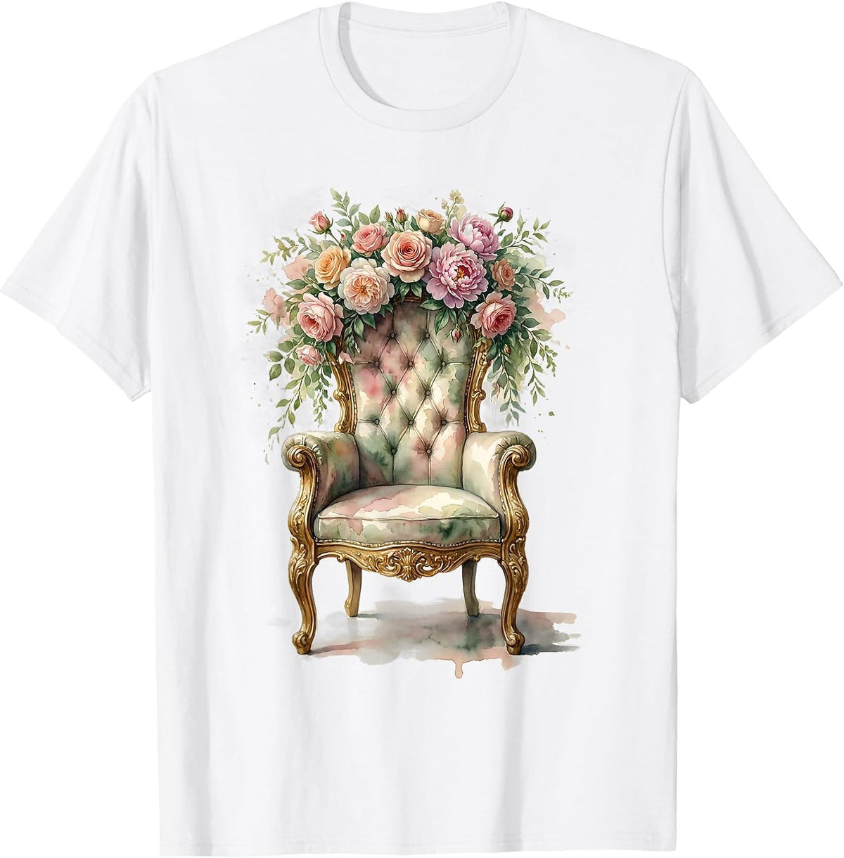 Men's Mimi Floral Crown Empty Throne Graphic Tee T-Shirt - White