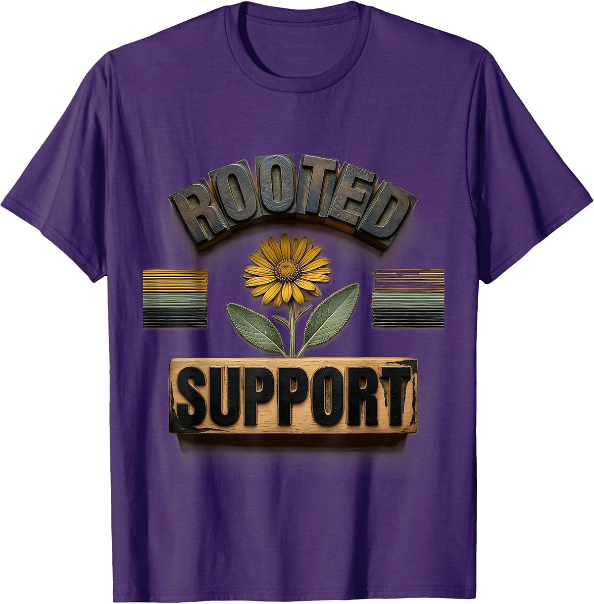 Rooted Support Retro School Counselor Mental Health T-Shirt - Purple