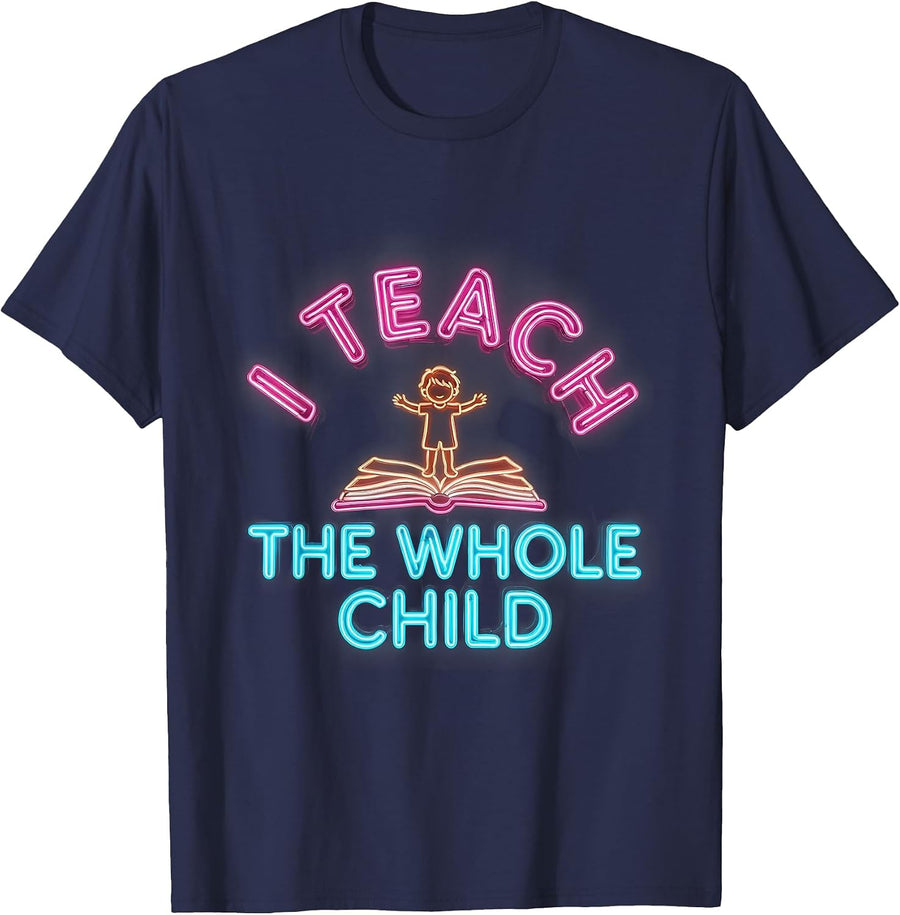 I Teach The Whole Child Paraprofessional Design T-Shirt - Navy Blue