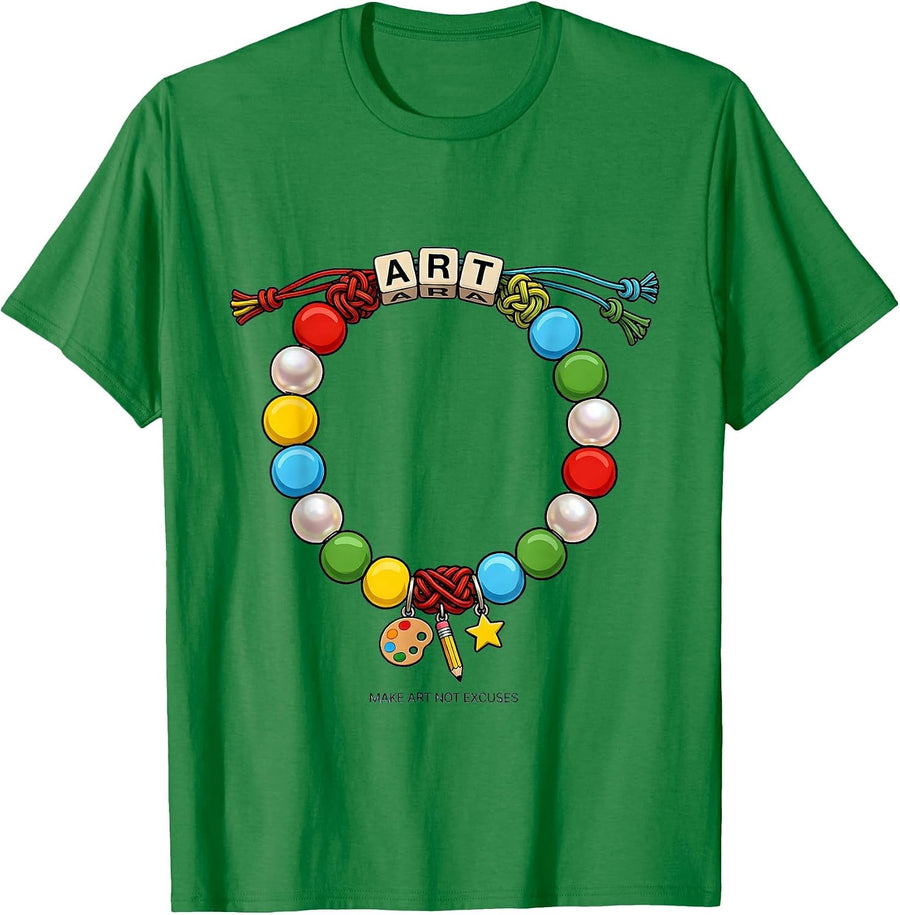 Men's Make Art Not Excuses Art Teacher Design T-Shirt - Kelly Green