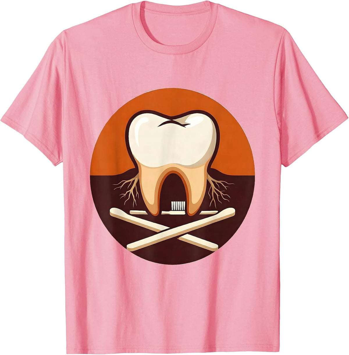 Men's Rounded Molar Wishbone Dental Humor Thanksgiving T-Shirt - Pink