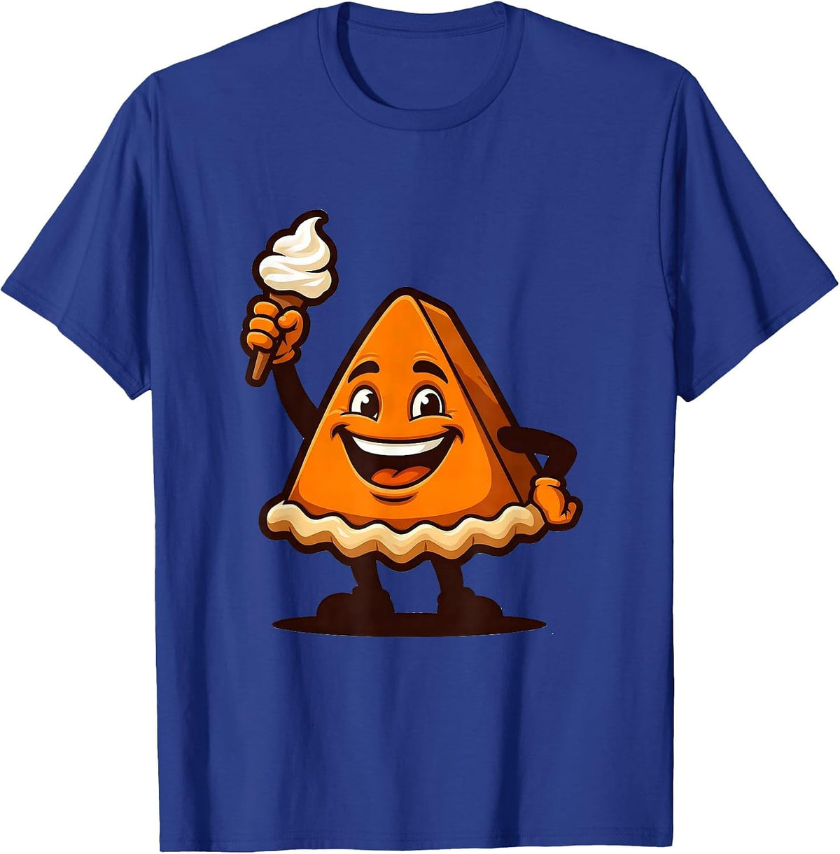 Men's Pumpkin Pie Wedge Mascot Funny Thanksgiving T-Shirt - Royal Blue