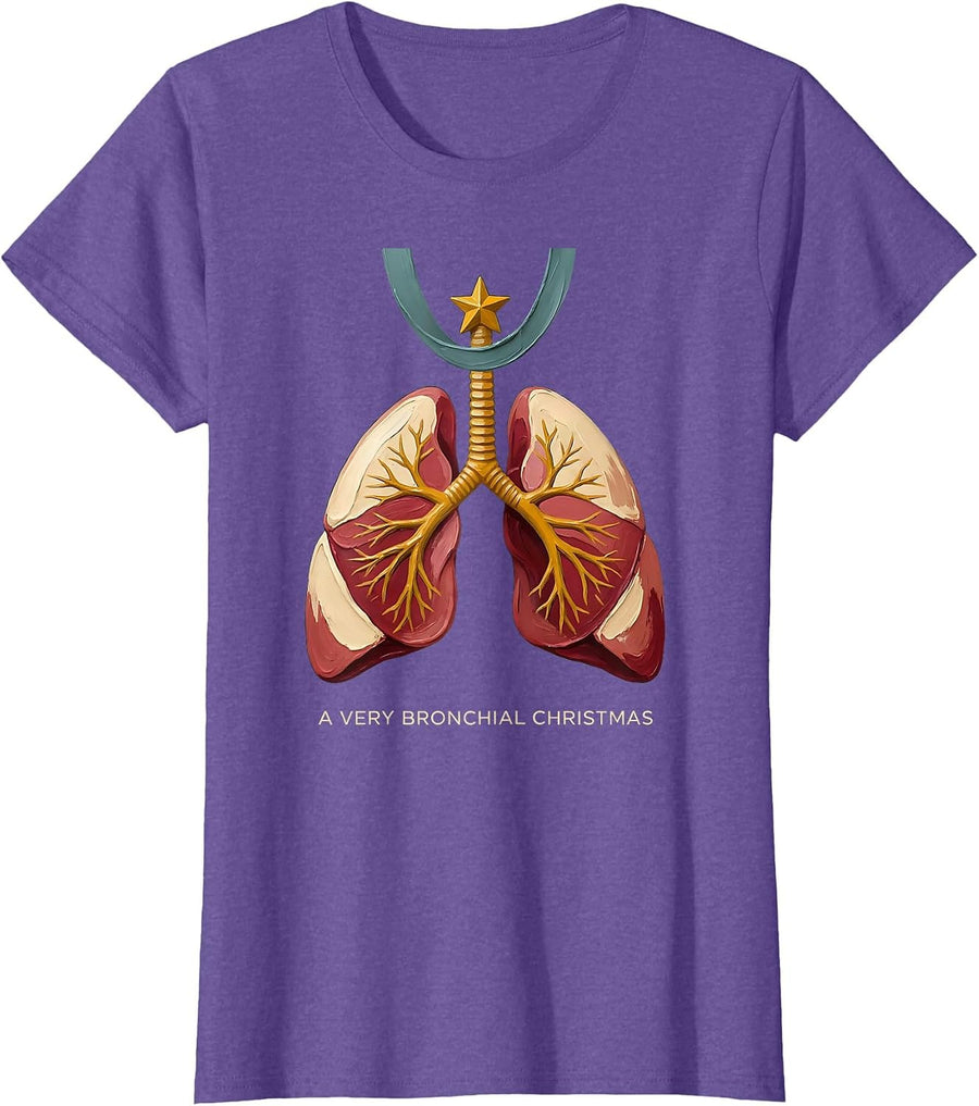 A Very Bronchial Christmas Funny Respiratory Therapist T-Shirt - Purple Heather