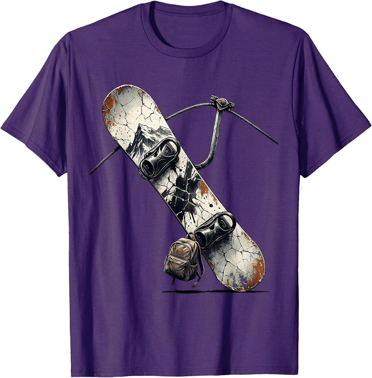 Cracked Snowboard Silhouette Funny Snowboarder Gift T-Shirt - Purple