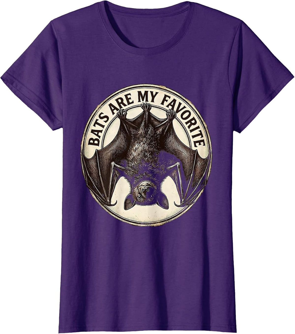 Women's Bats Are My Favorite Vintage Bat Lover Nature Wildlife Humor T-Shirt - Purple