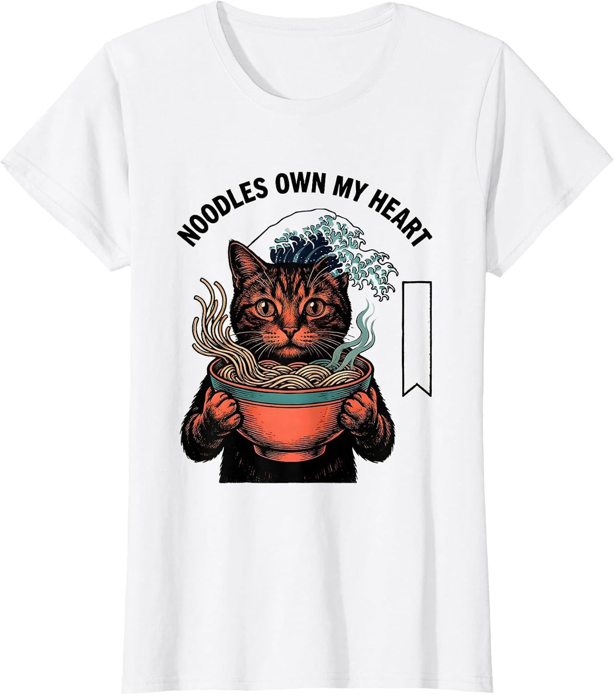 Women's Noodles Own My Heart Funny Kawaii Cat Anime Ramen Gift T-Shirt - White