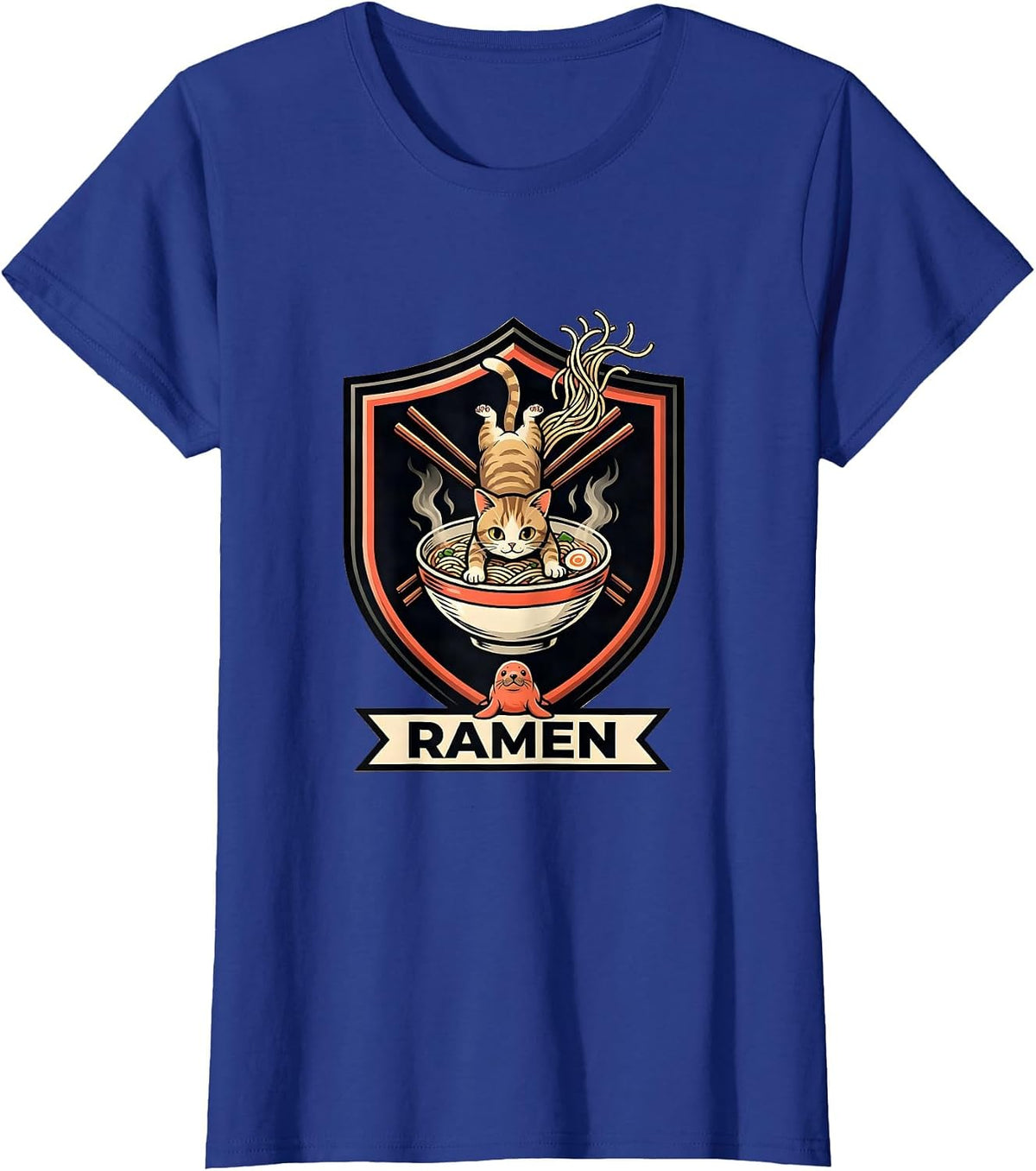 Women's RAMEN Kawaii Cat Anime Funny Japanese Ramen Lover Gift T-Shirt - Royal Blue