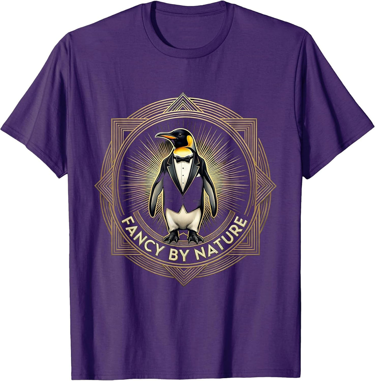 Fancy By Nature Tuxedo Graphic Design T-Shirt - Purple