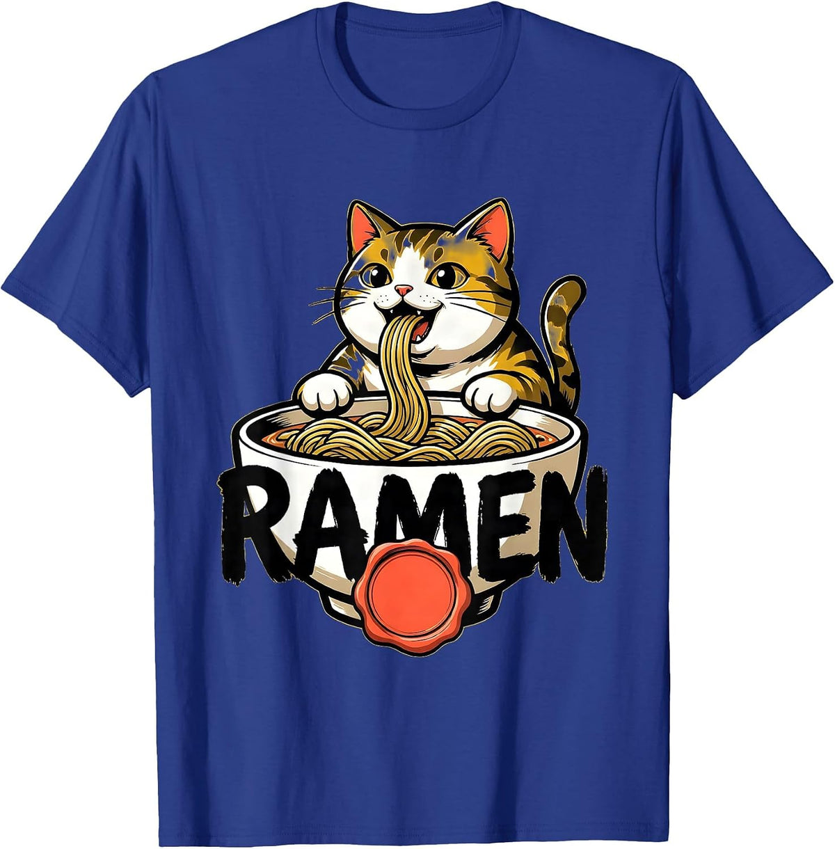 RAMEN Bold Kawaii Anime Cat Ramen Lover Gift T-Shirt - Royal Blue