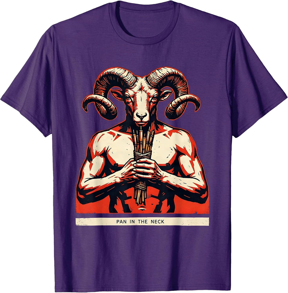 Men's Pan In The Neck Funny Greek Mythology Gods Pun Parody T-Shirt - Purple