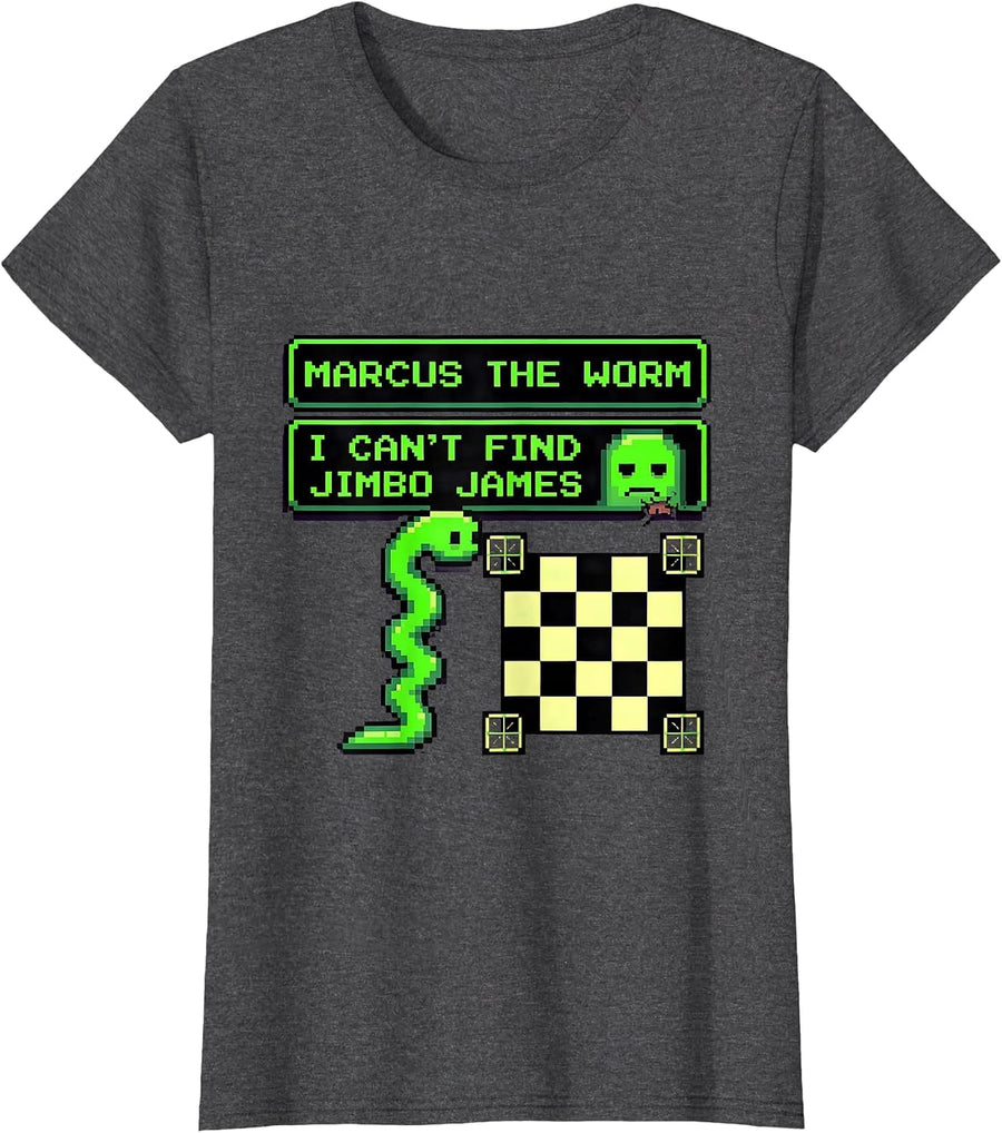 Women's Marcus The Worm I Can't Find Jimbo James Funny T-Shirt - Dark Heather Grey