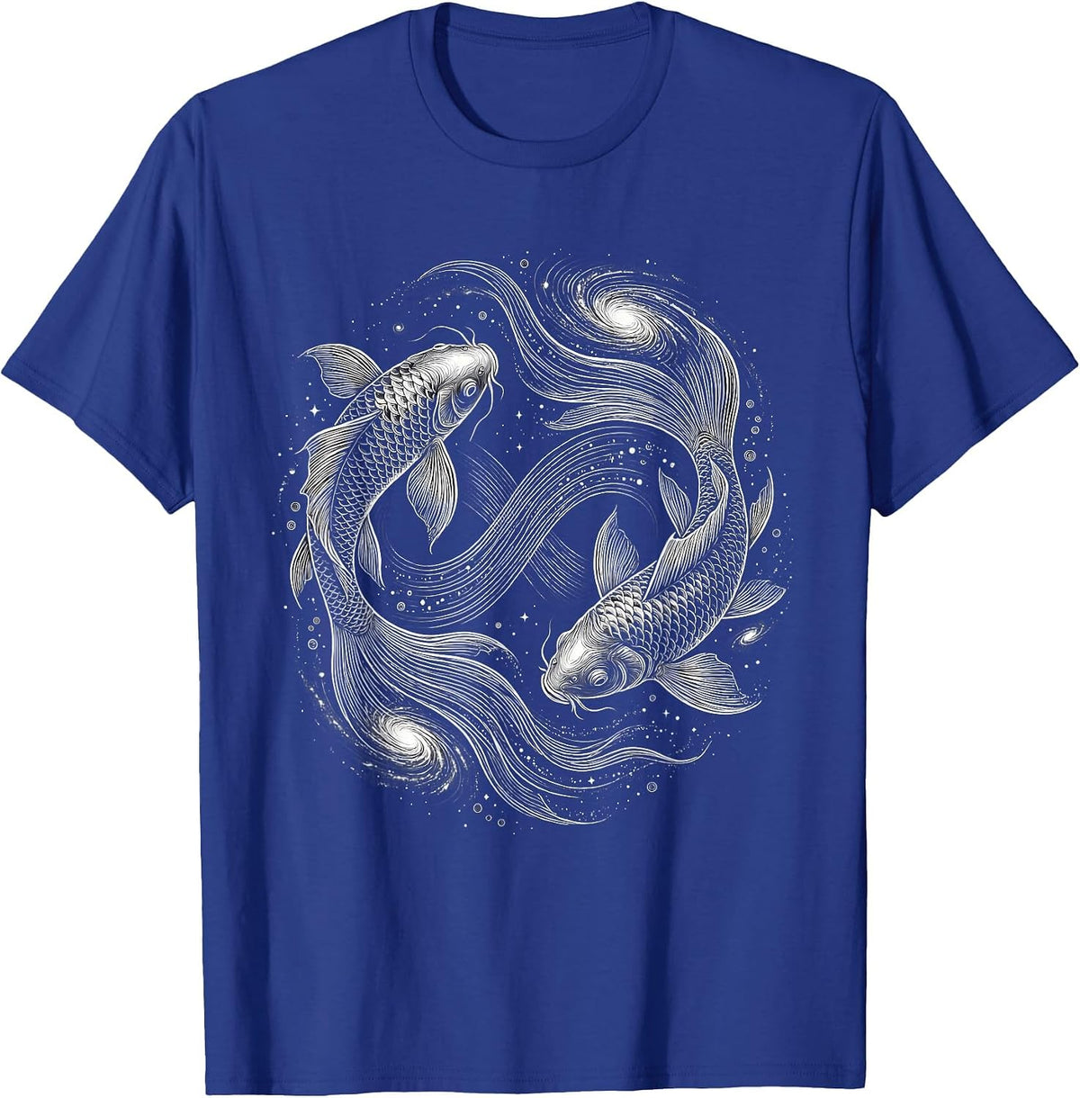 Autism Awareness Koi Fish Galaxy Swirl Design T-Shirt - Royal Blue