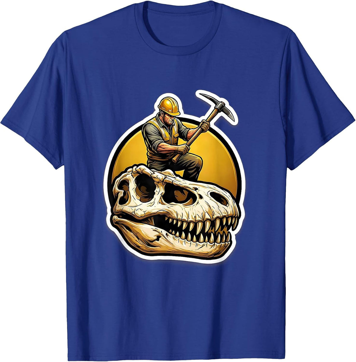 Dinosaur Skull Excavation Paleontologist Graphic T-Shirt - Royal Blue