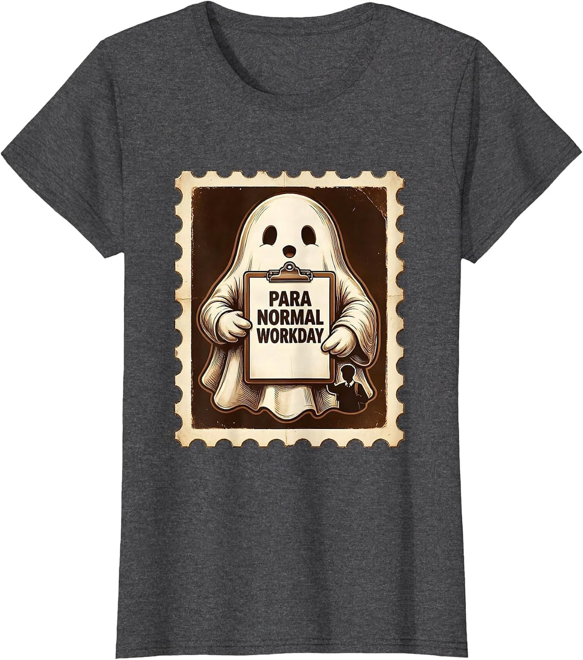 Women's Para Normal Workday Funny Ghost Paraprofessional Halloween T-Shirt - Dark Heather Grey