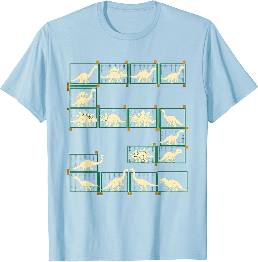 Men's Dinosaur Alphabet Pixel Art Kids Learning Gift T-Shirt - Baby Blue