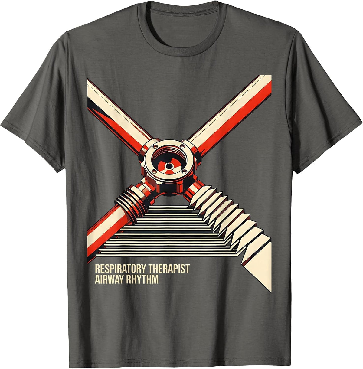 Men's Respiratory Therapist Airway Rhythm Constructivist Poster T-Shirt - Asphalt Grey