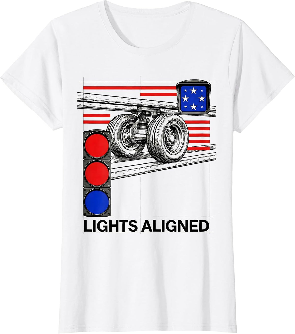 Women's Lights Aligned Swiss International RC Car Racing Drag Strip T-Shirt - White