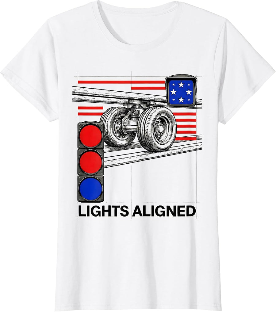 Women's Lights Aligned Swiss International RC Car Racing Drag Strip T-Shirt - White