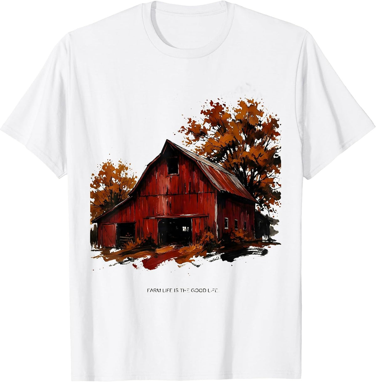 Men's Farm Life Is The Good Life Fall Barn Design T-Shirt - White