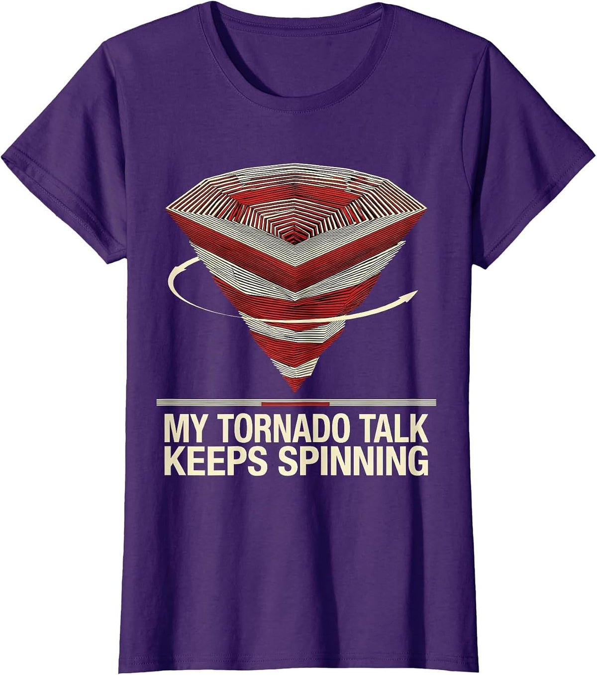 Women's My Tornado Talk Keeps Spinning Geometric Storm Chaser T-Shirt - Purple