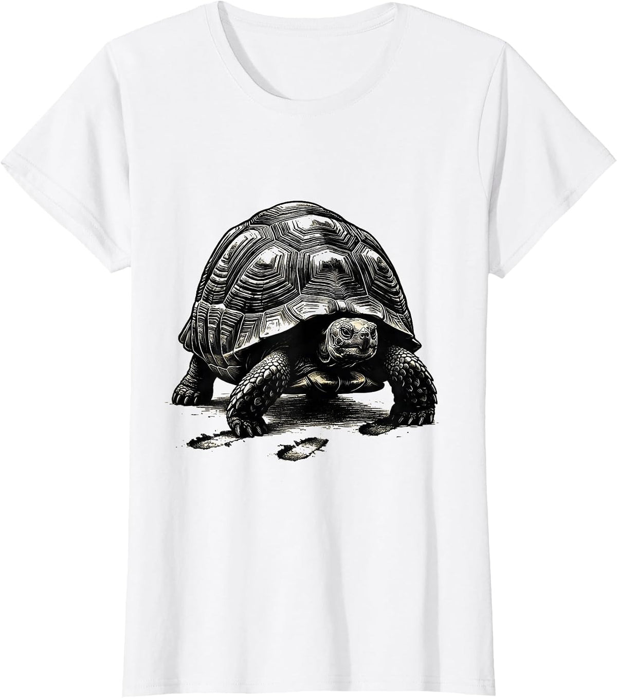 Women's Compact Tortoise Scratchboard Funny Turtle Lover Gift T-Shirt - White