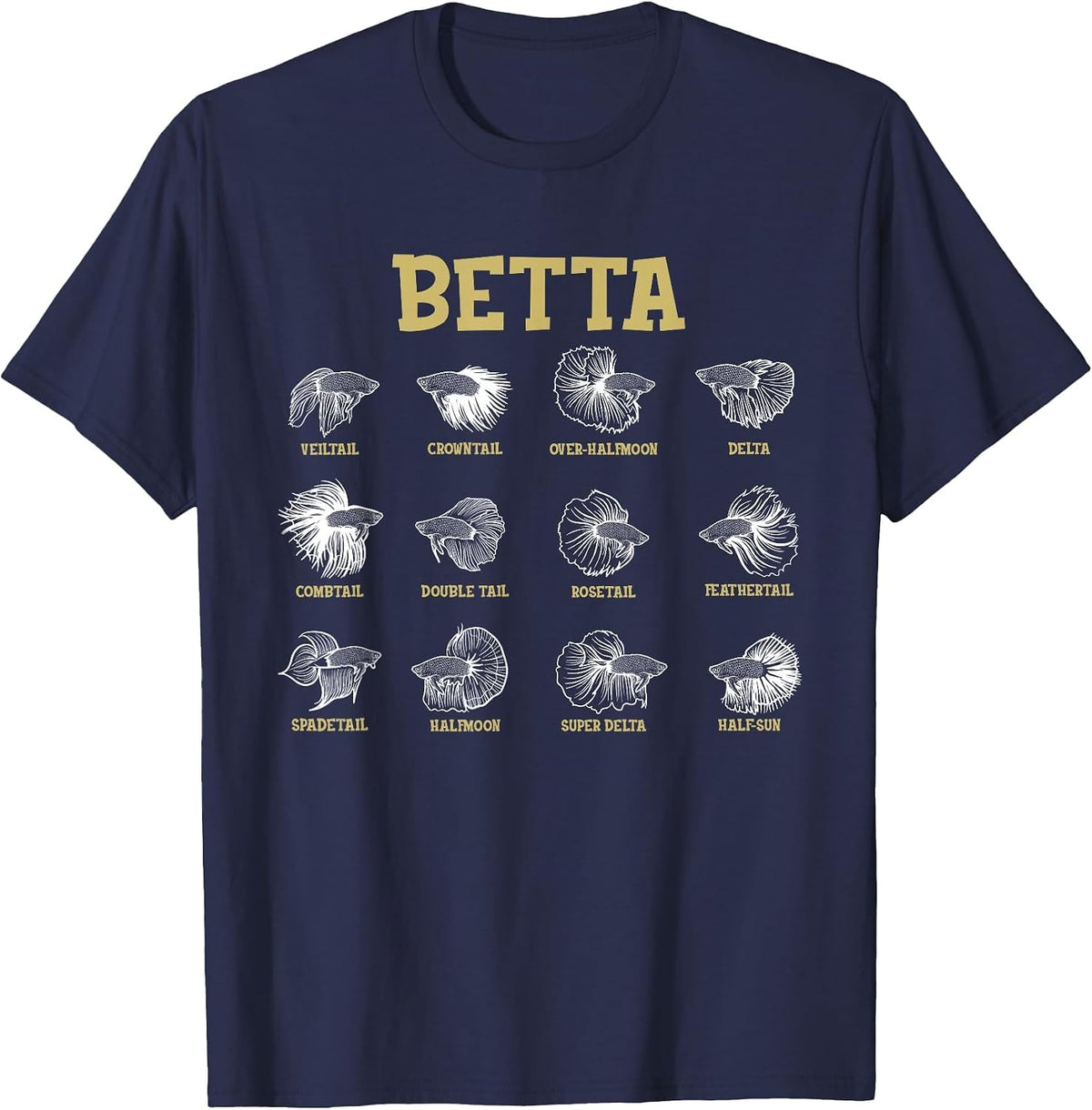 Siamese Fighting Fish Lover Aquarium Keeper Betta Fish T-Shirt - Navy Blue
