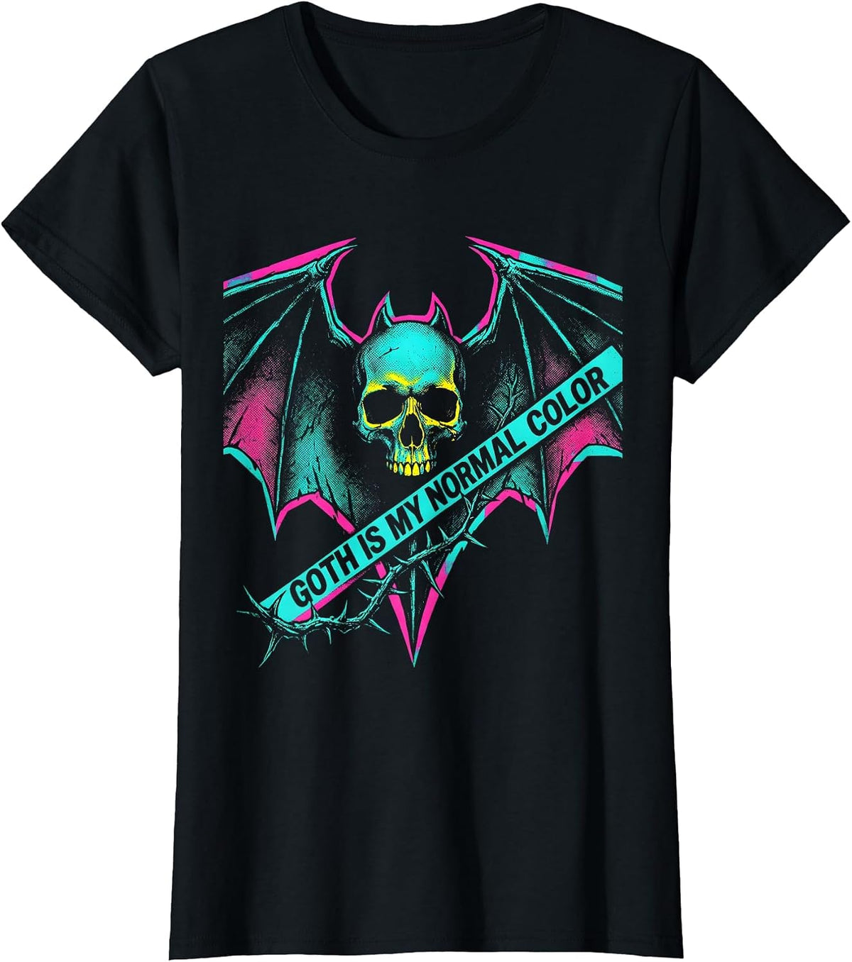 Women's Goth Is My Normal Color Risograph Alt Goth Girl Y2K Grunge T-Shirt - Black