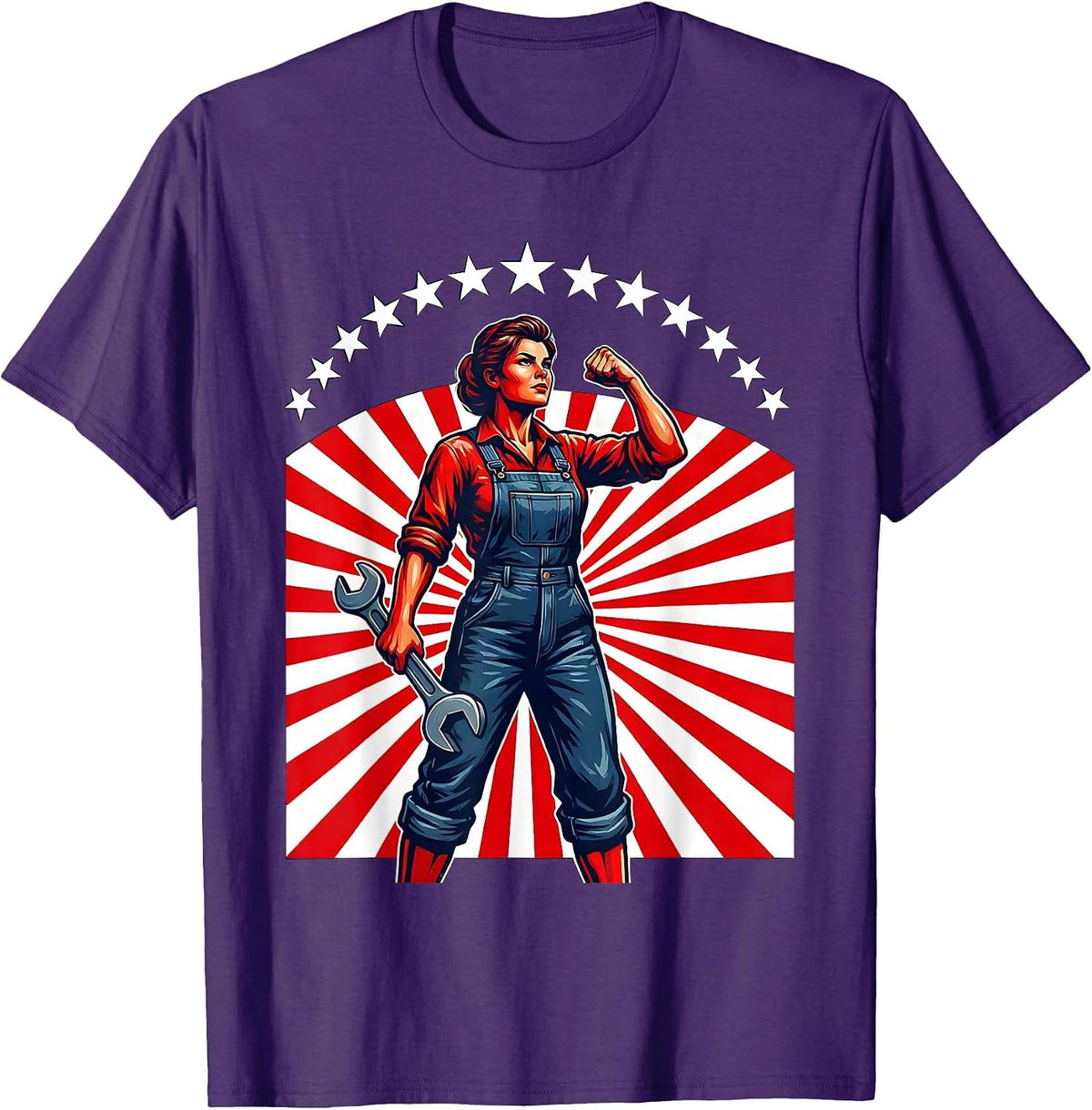 Men's Rosie the Riveter Wrench Graphic Tee T-Shirt - Purple