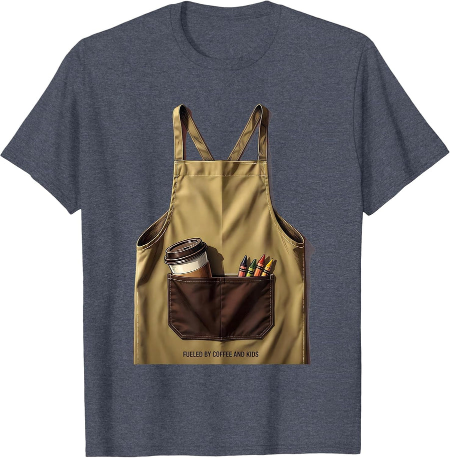Fueled by Coffee and Kids Paraprofessional Design T-Shirt - Heather Blue