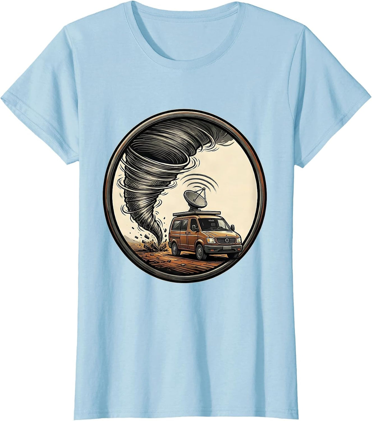 Weather Van Tornado Chaser Storm Meteorology Humor T-Shirt - Baby Blue