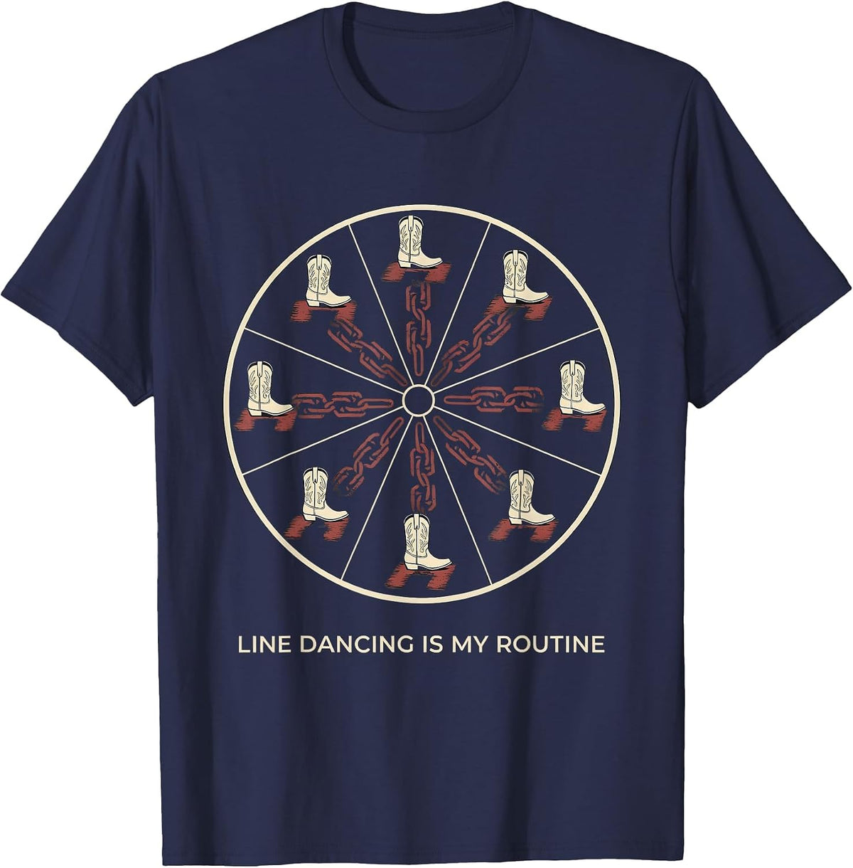 Line Dancing Is My Routine Funny Dancer Gift For Classmates T-Shirt - Navy Blue