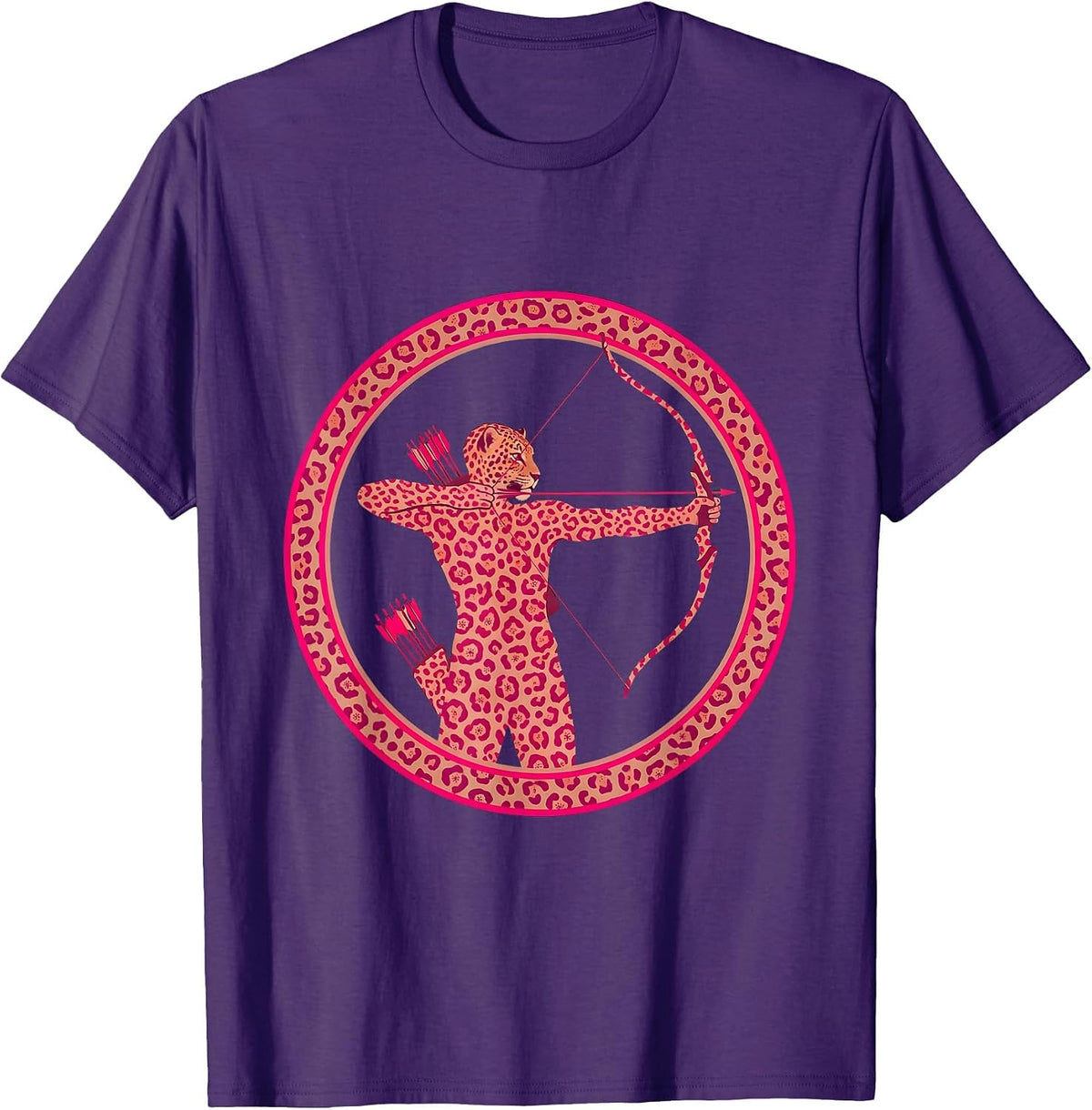 Men's Pink Camo Archer Drawing Bow and Quiver T-Shirt - Purple
