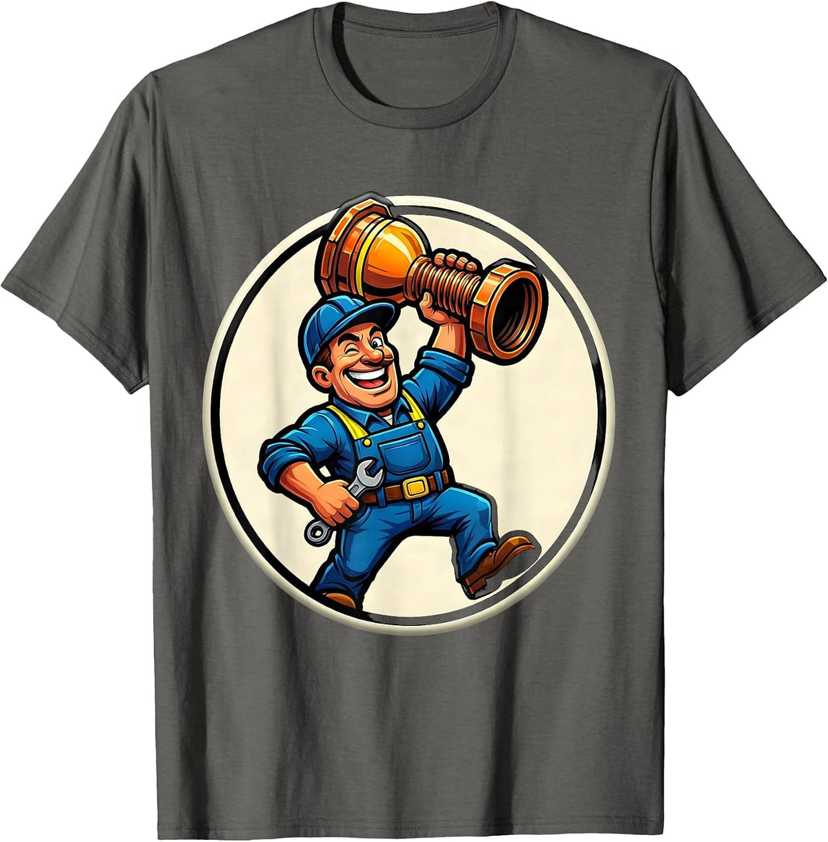 Sealed Plumber Badge Funny Pipefitter Occupation Humor T-Shirt - Asphalt Grey