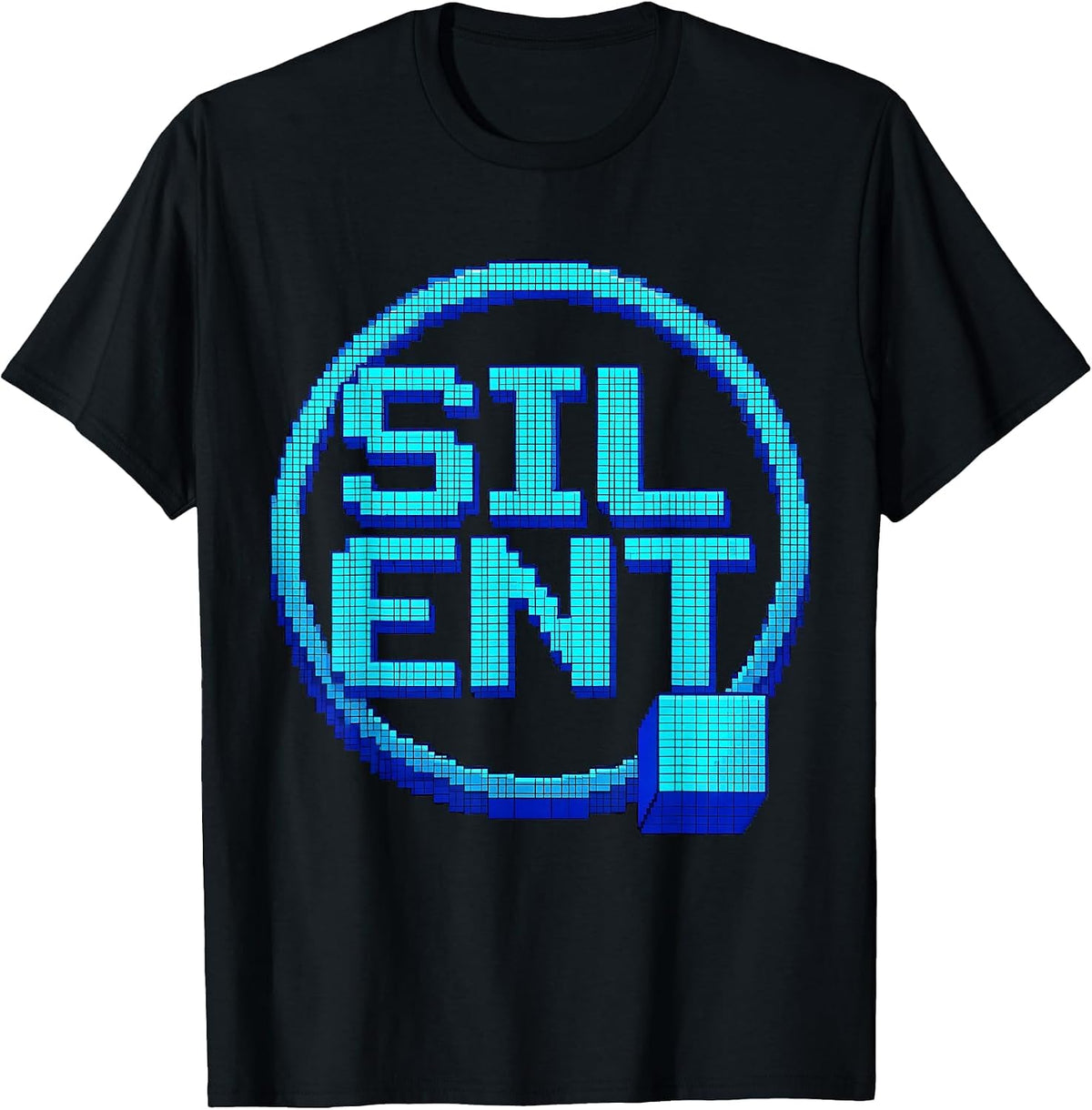 Men's Silent Pixel Art Funny Quirky Statement T-Shirt - Black