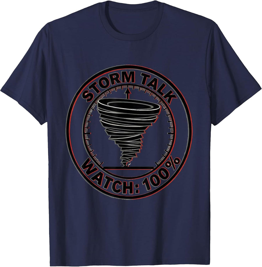 Storm Talk Watch: 100% Funny Meteorology Enthusiast Storm T-Shirt - Navy Blue