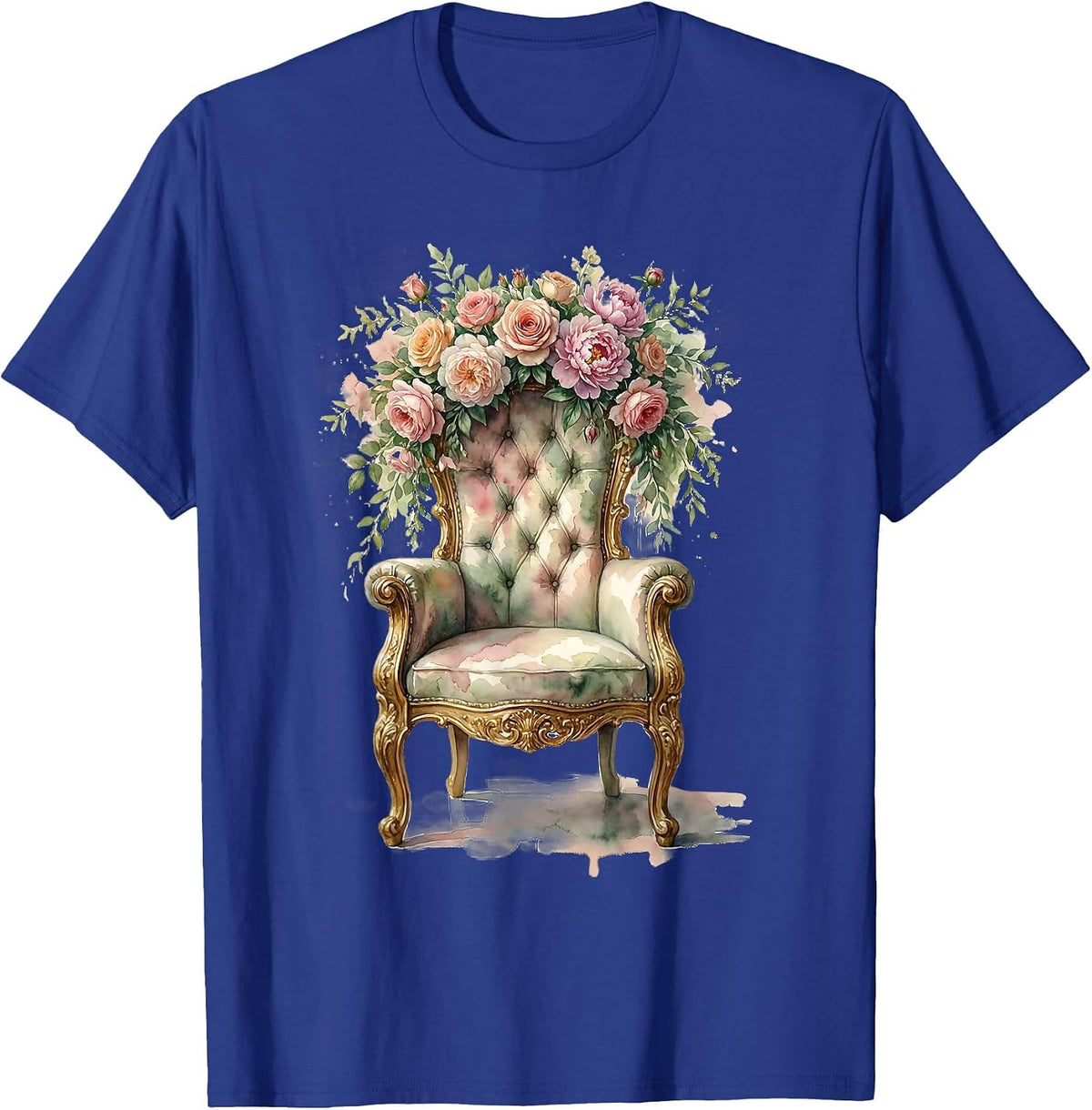 Men's Mimi Floral Crown Empty Throne Graphic Tee T-Shirt - Royal Blue