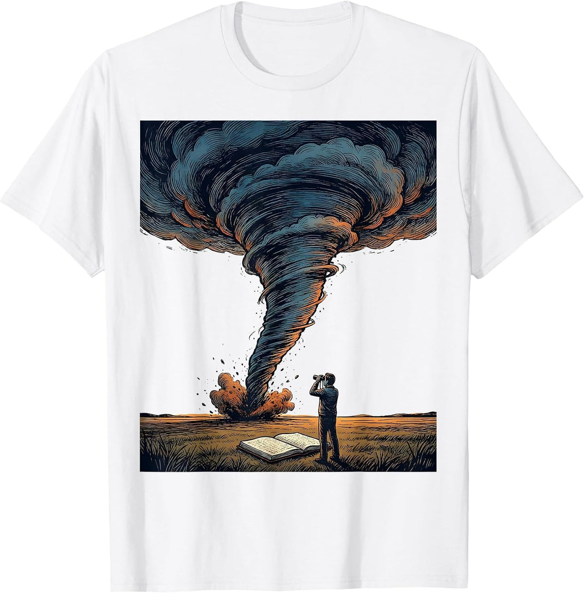 Men's Tornado Illustration Storm Chaser Meteorology Enthusiast T-Shirt - White